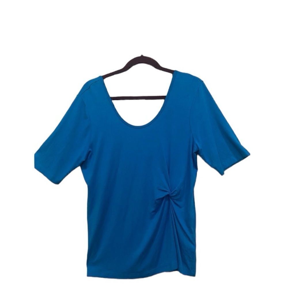 Soft surroundings women’s blue top made in turkey size L 96% rayon - Picture 3 of 8